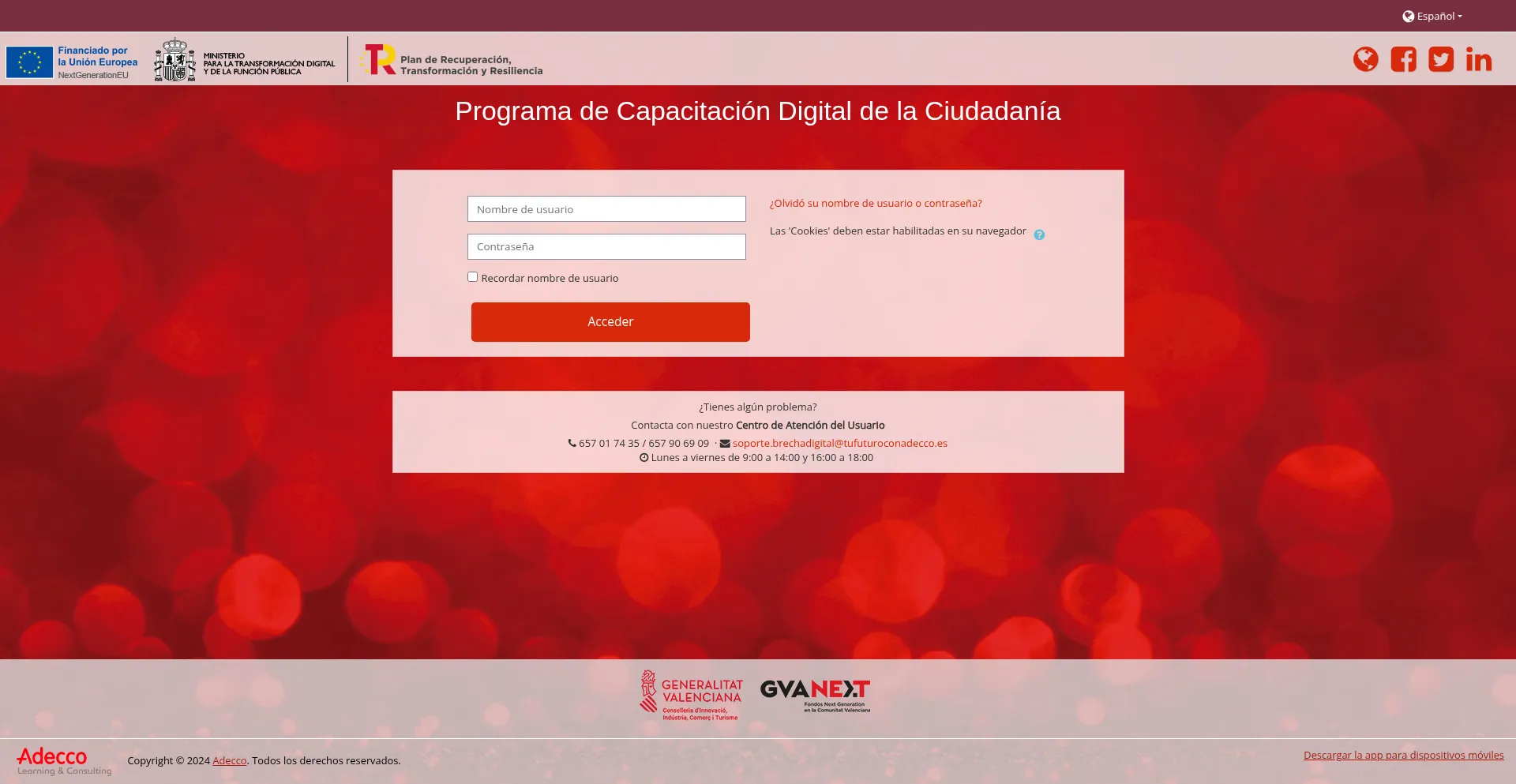 Website screenshot of Brechadigital.tufuturoconadecco.com