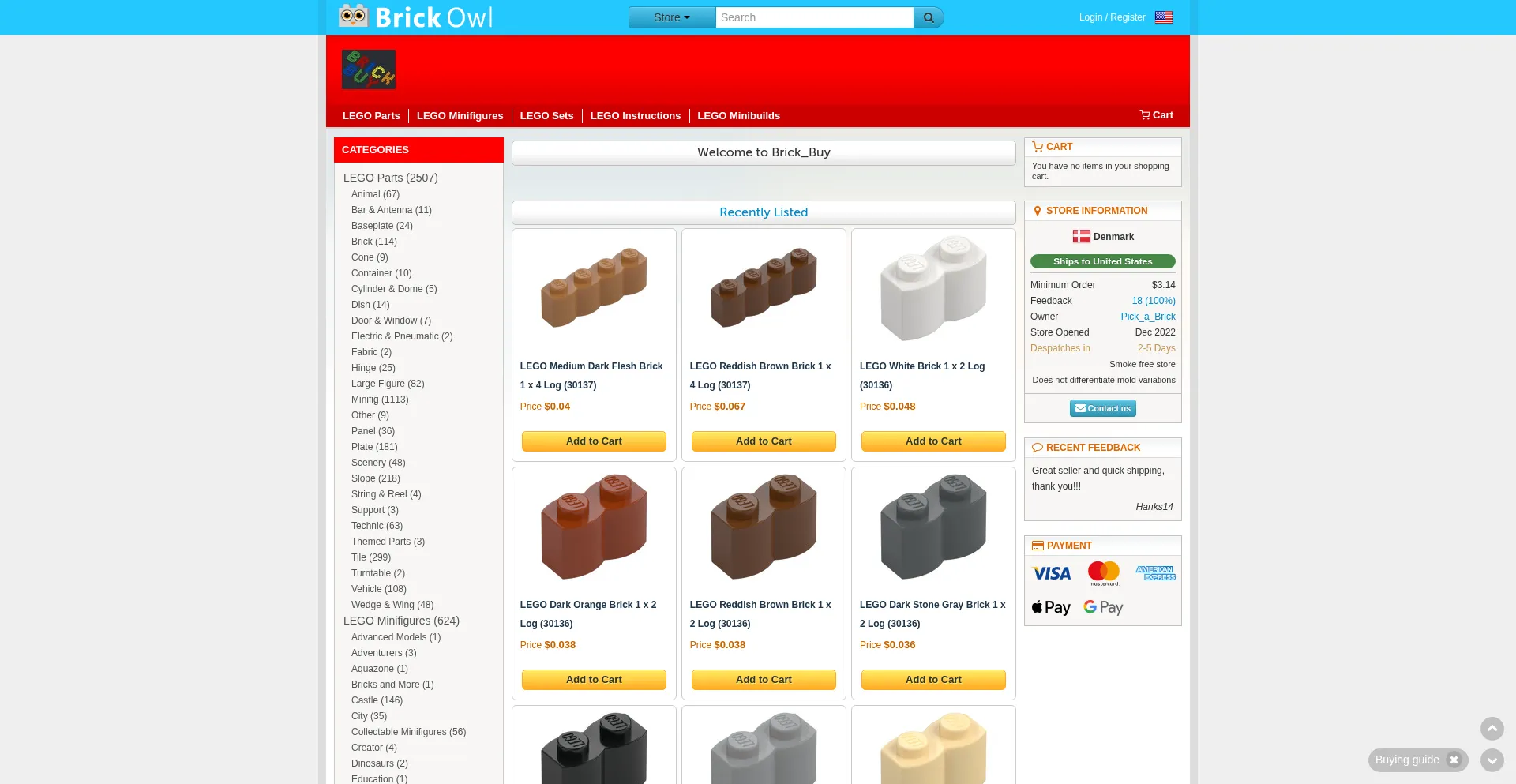 Website screenshot of Bricksbuy.brickowl.com