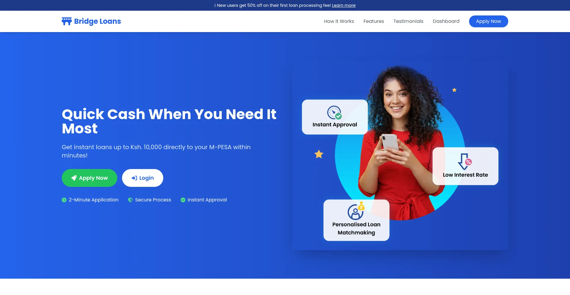 Website screenshot of Bridgeloans.site