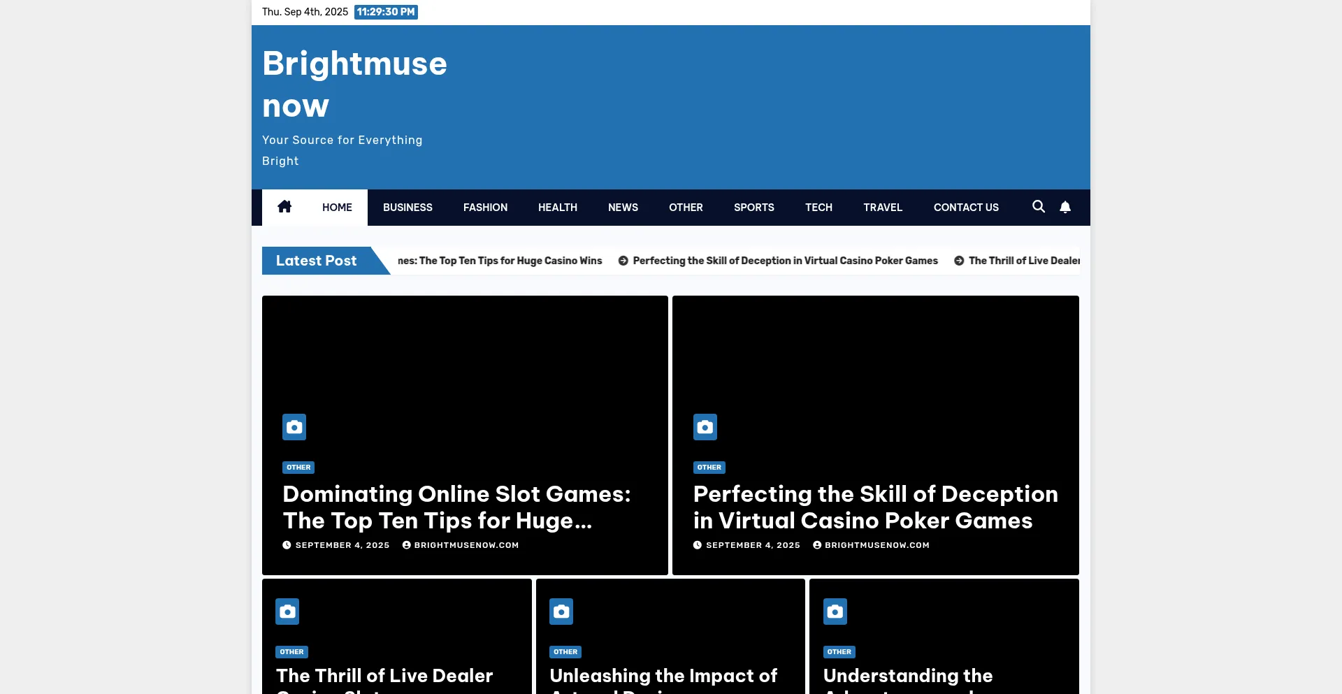 Website screenshot of Brightmusenow.com