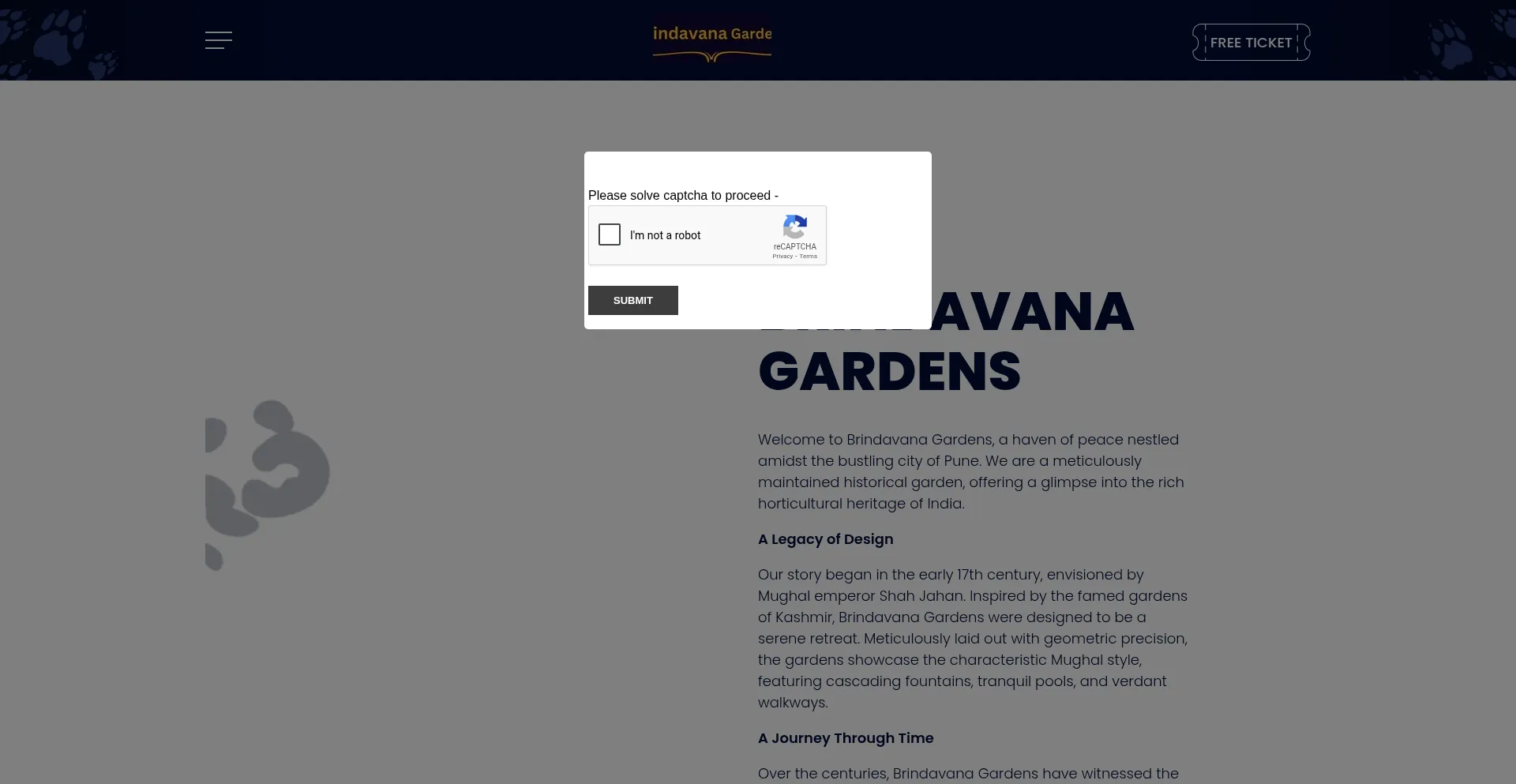 Website screenshot of Brindavanagardens.com
