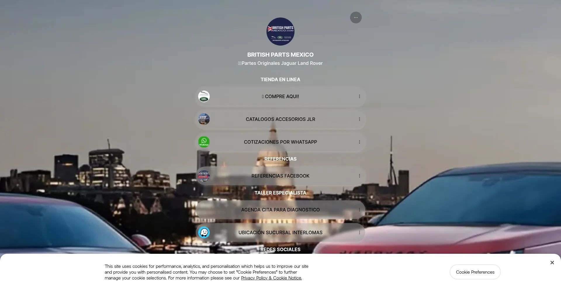 Website screenshot of Britishpartsmexico.com