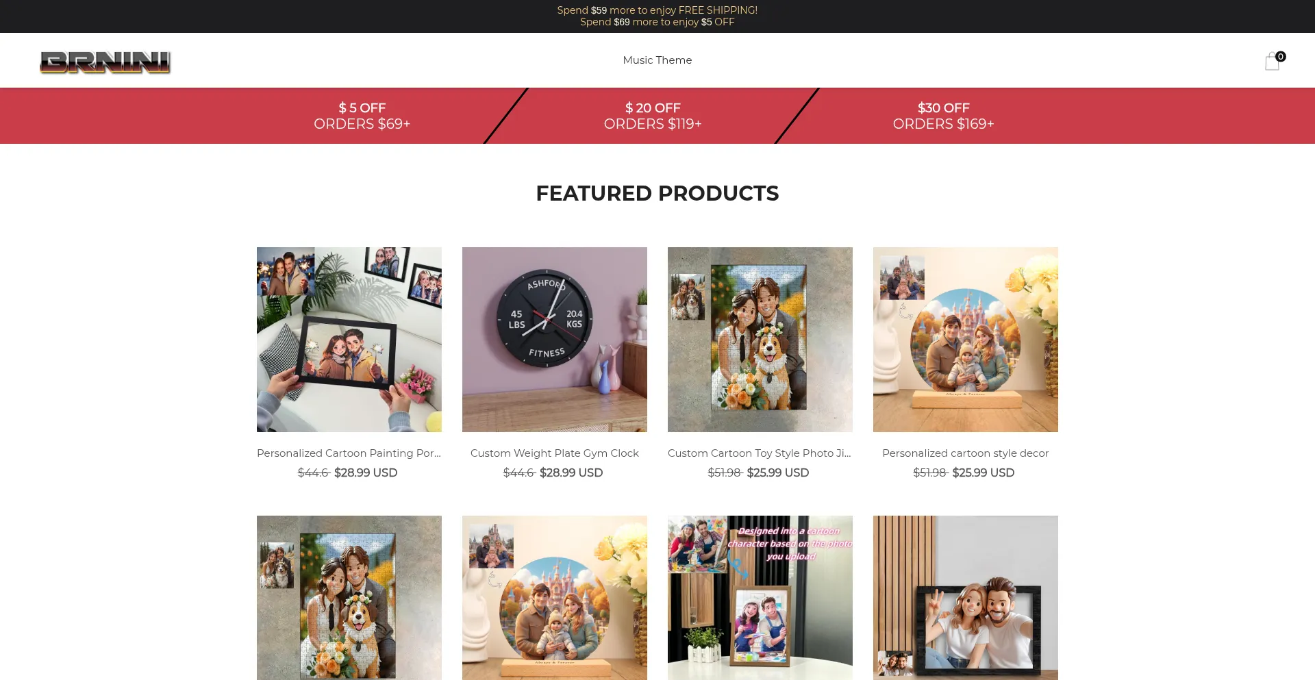 Website screenshot of Brnini.com