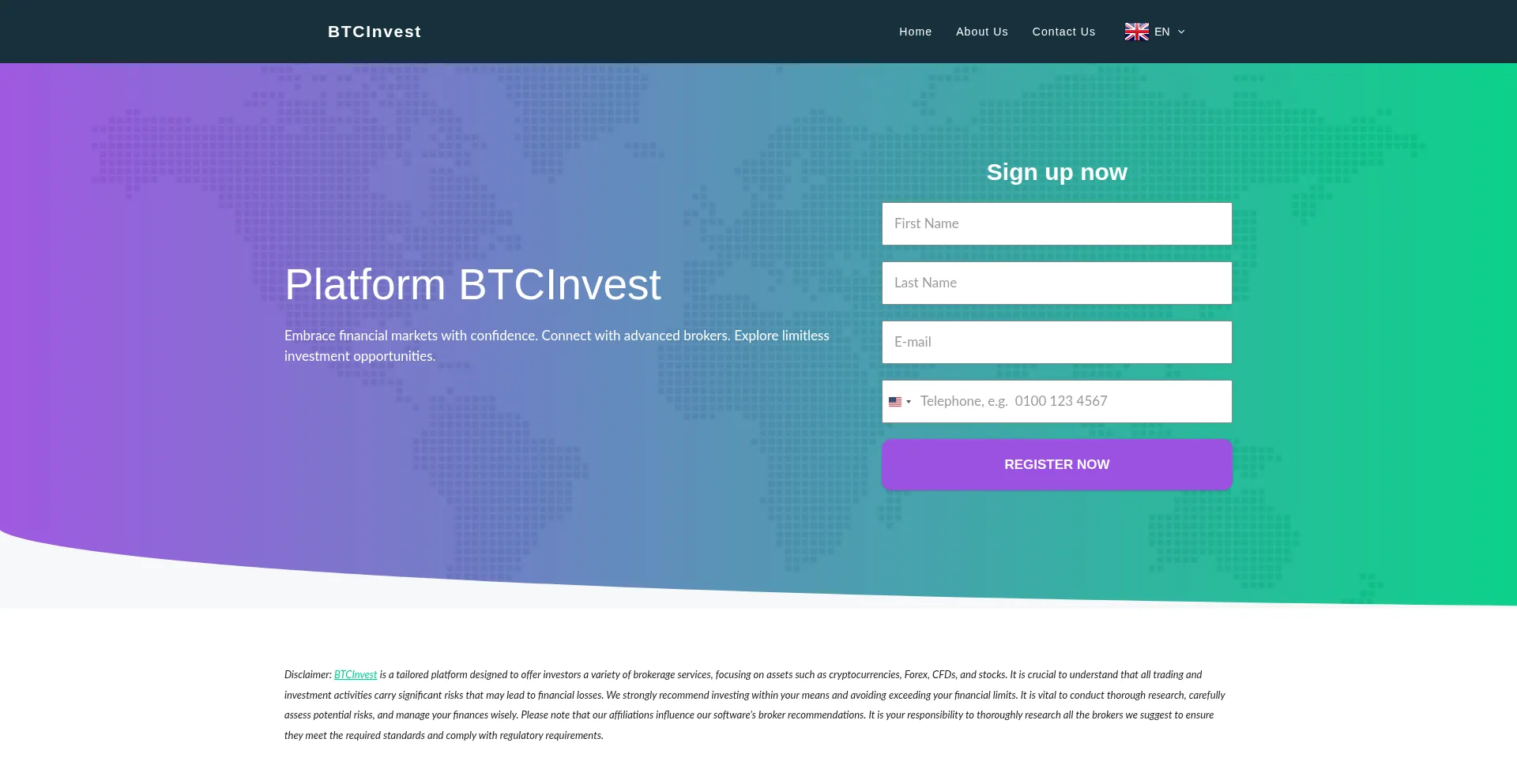 Website screenshot of Btcinvestapp.net