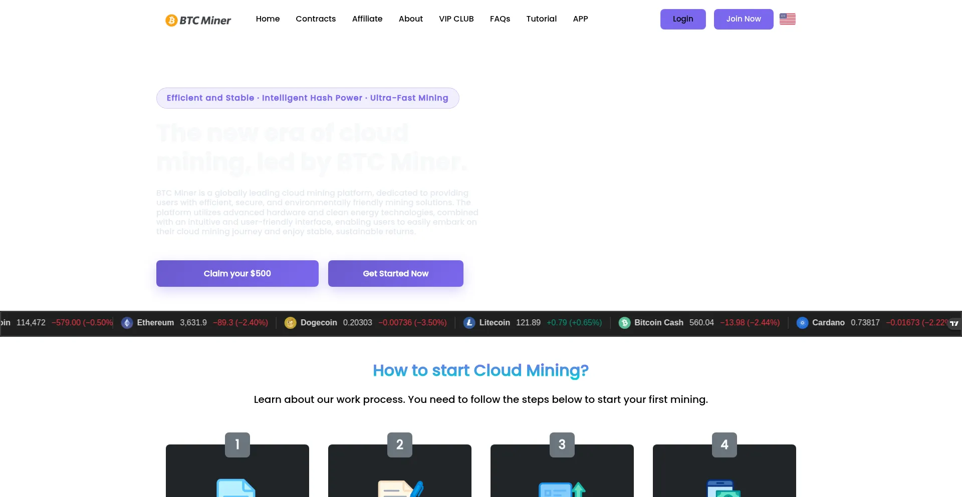 Website screenshot of Btcminer.art