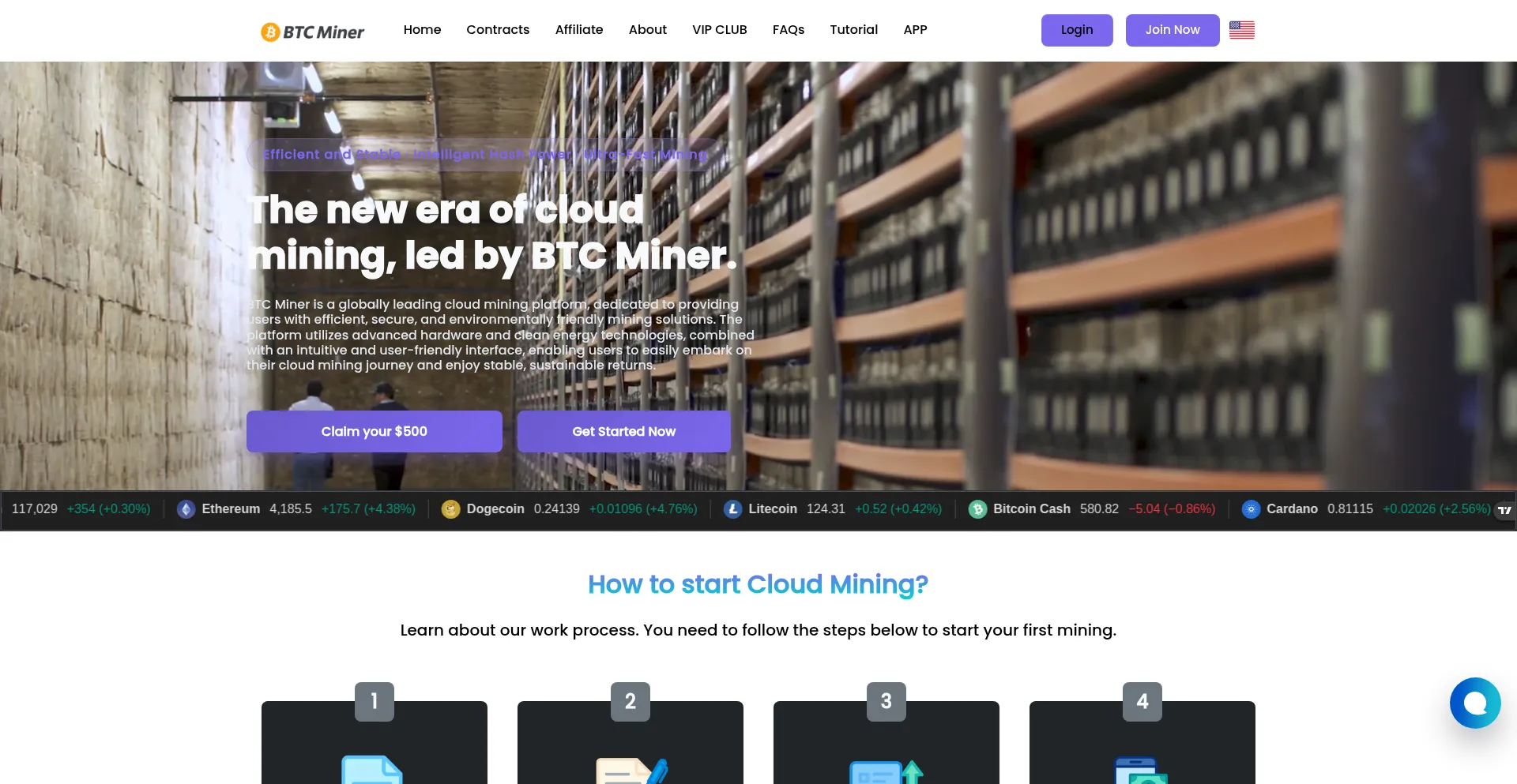 Website screenshot of Btcminer.top