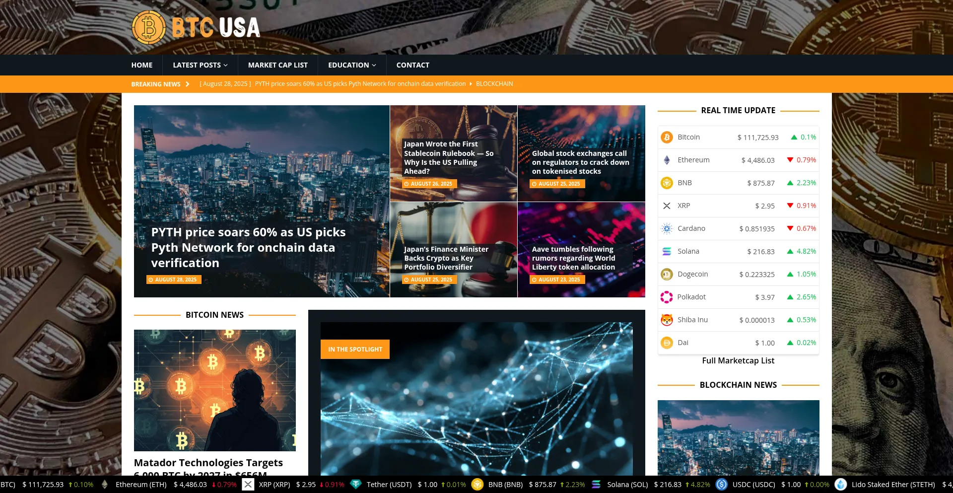 Website screenshot of Btcusa.com