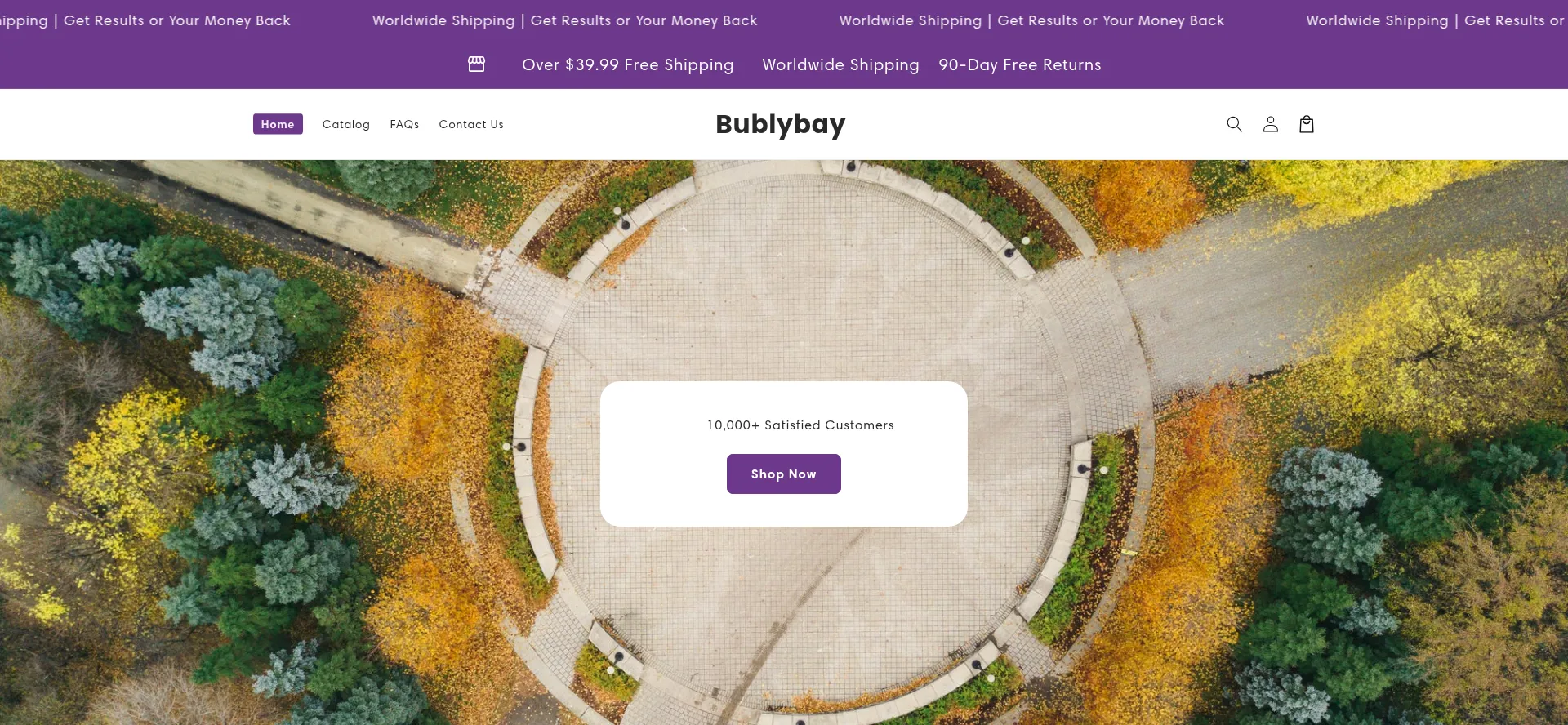 Website screenshot of Bublybay.com