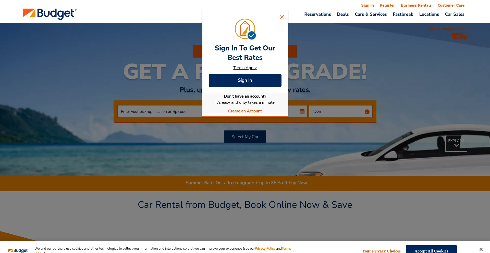 Website screenshot of Budget.com