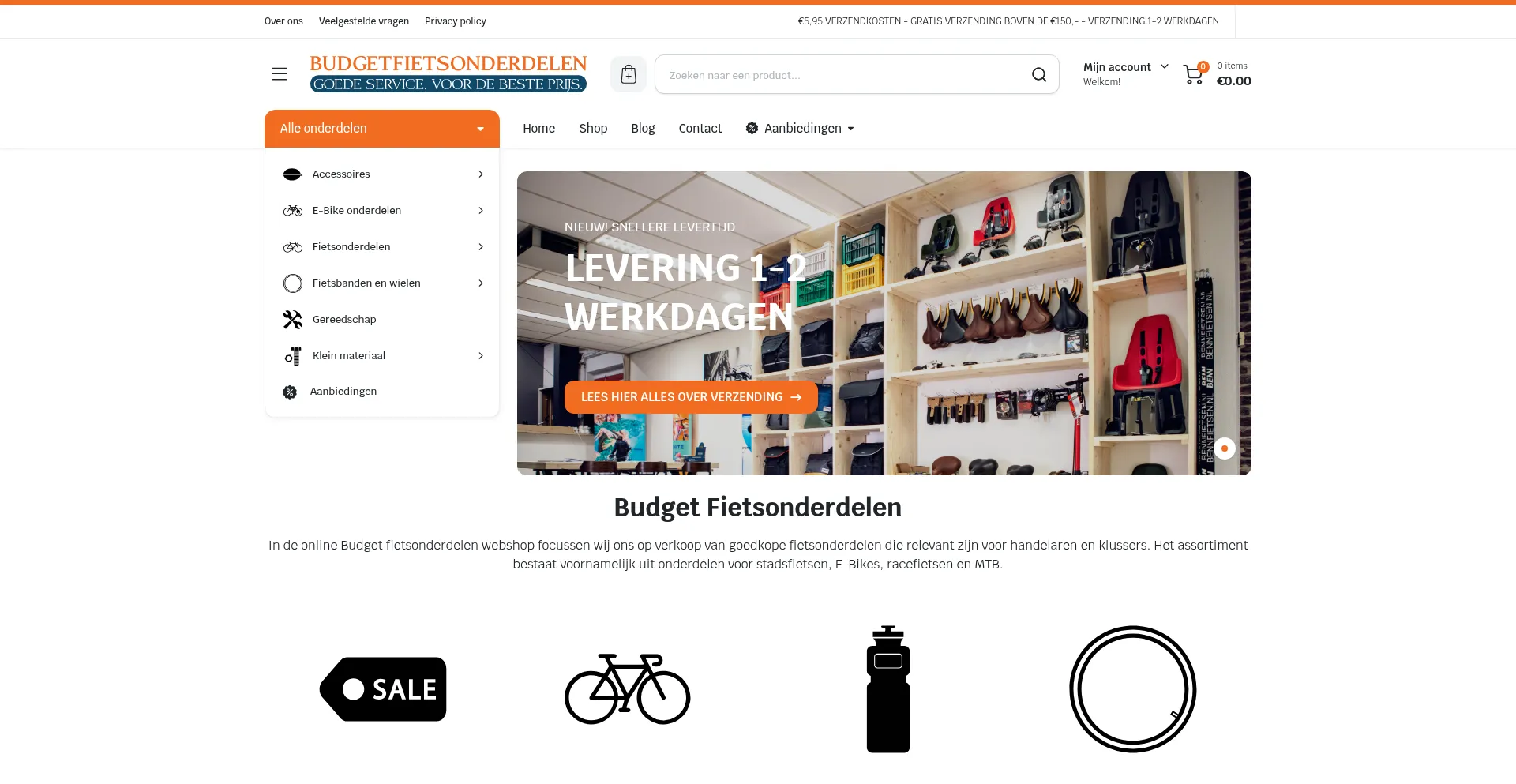 Website screenshot of Budgetfietsonderdelen.nl