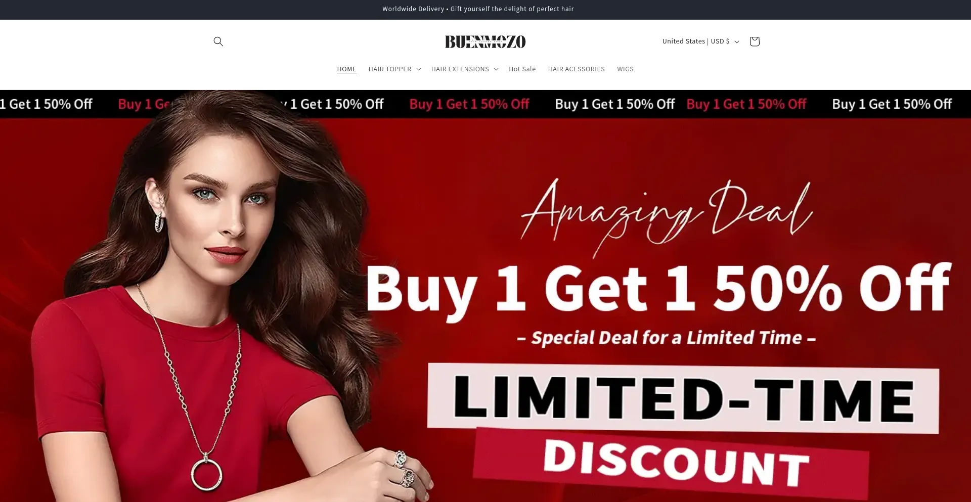 Website screenshot of Buenmozohair.shop