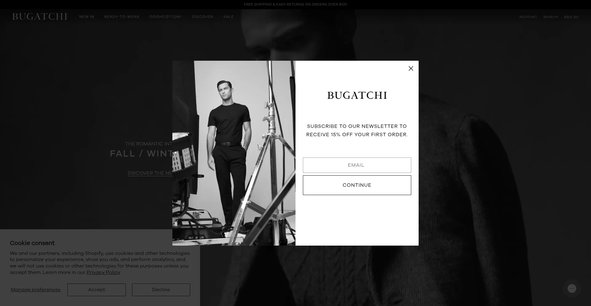 Website screenshot of Bugatchi.com