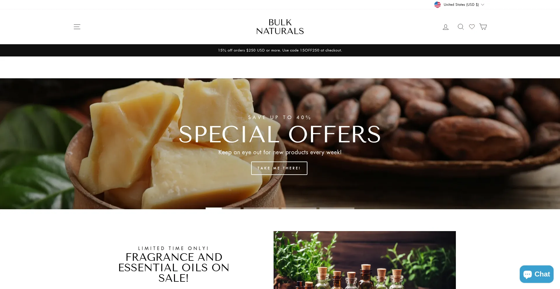 Website screenshot of Bulknaturalswholesale.com