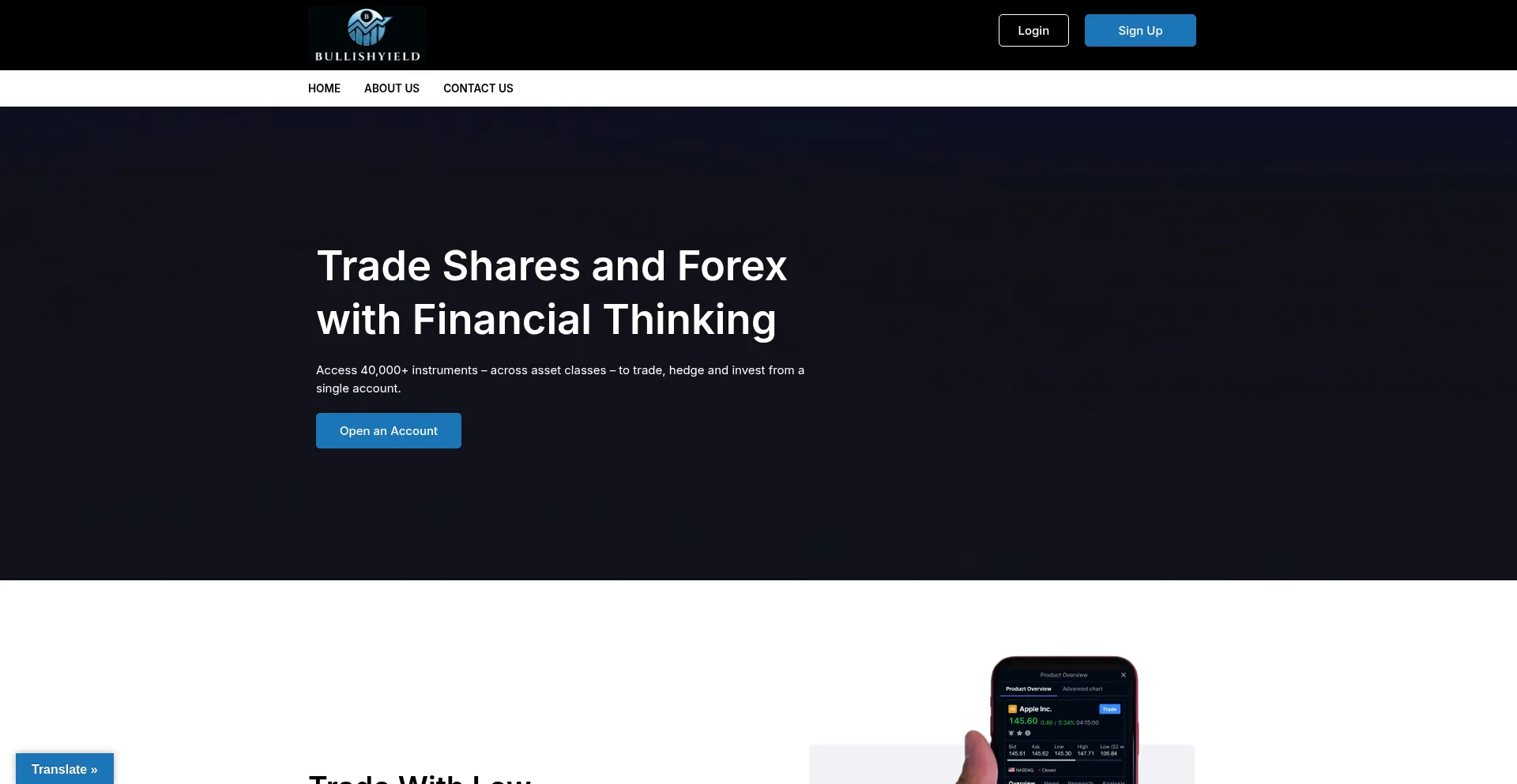 Website screenshot of Bullishyield.com
