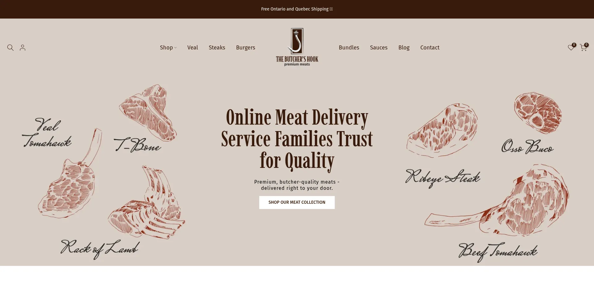 Website screenshot of Butchershook.ca