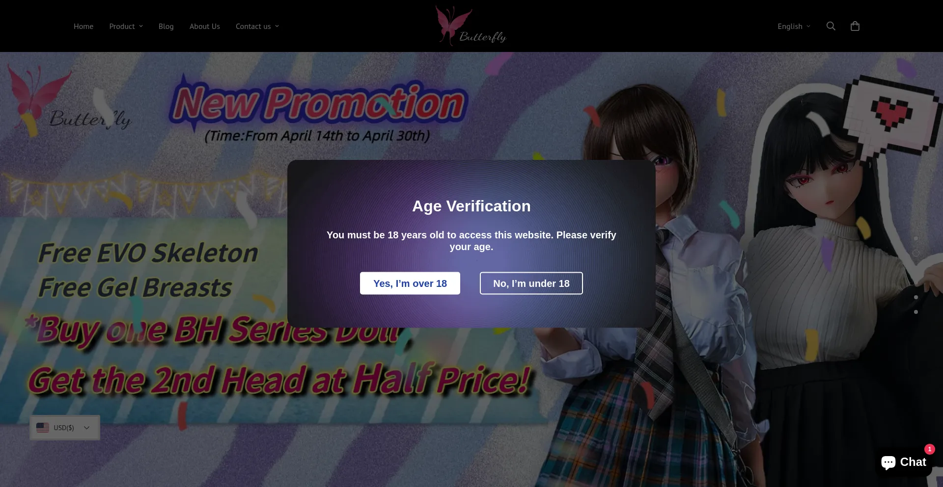 Website screenshot of Butterflydoll.com.cn