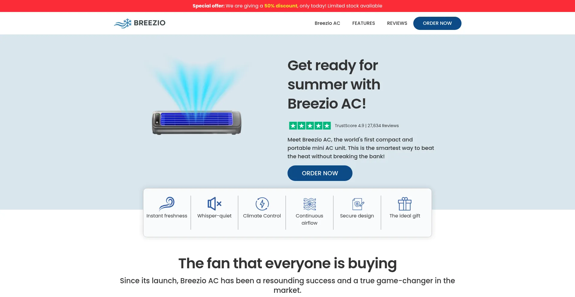 Website screenshot of Buy-breezebox.com
