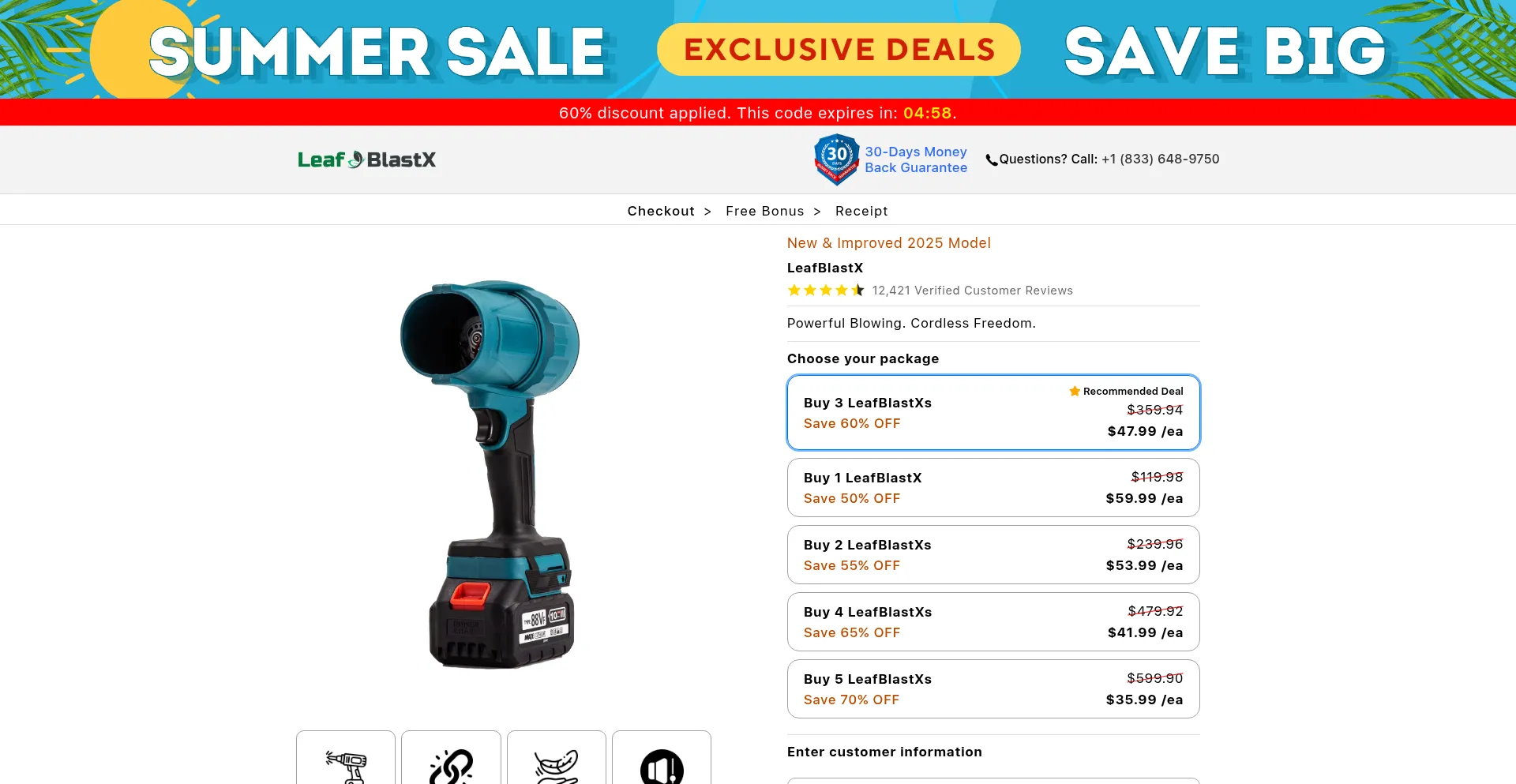 Website screenshot of Buyleafblastxshop.com