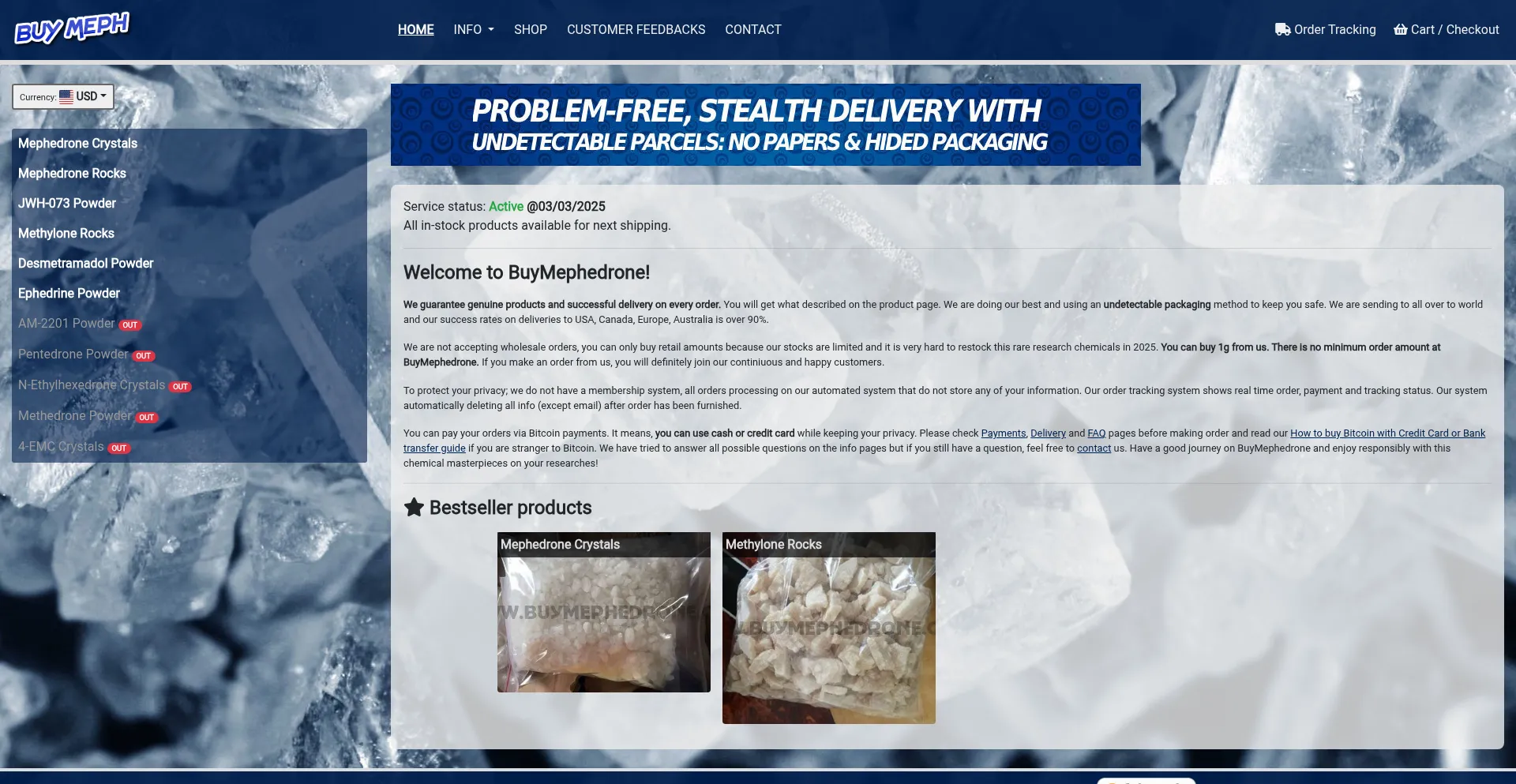 Website screenshot of Buymephedrone.com