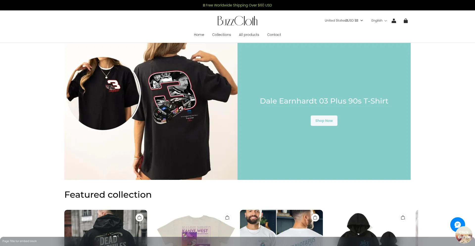 Website screenshot of Buzzcloth.com