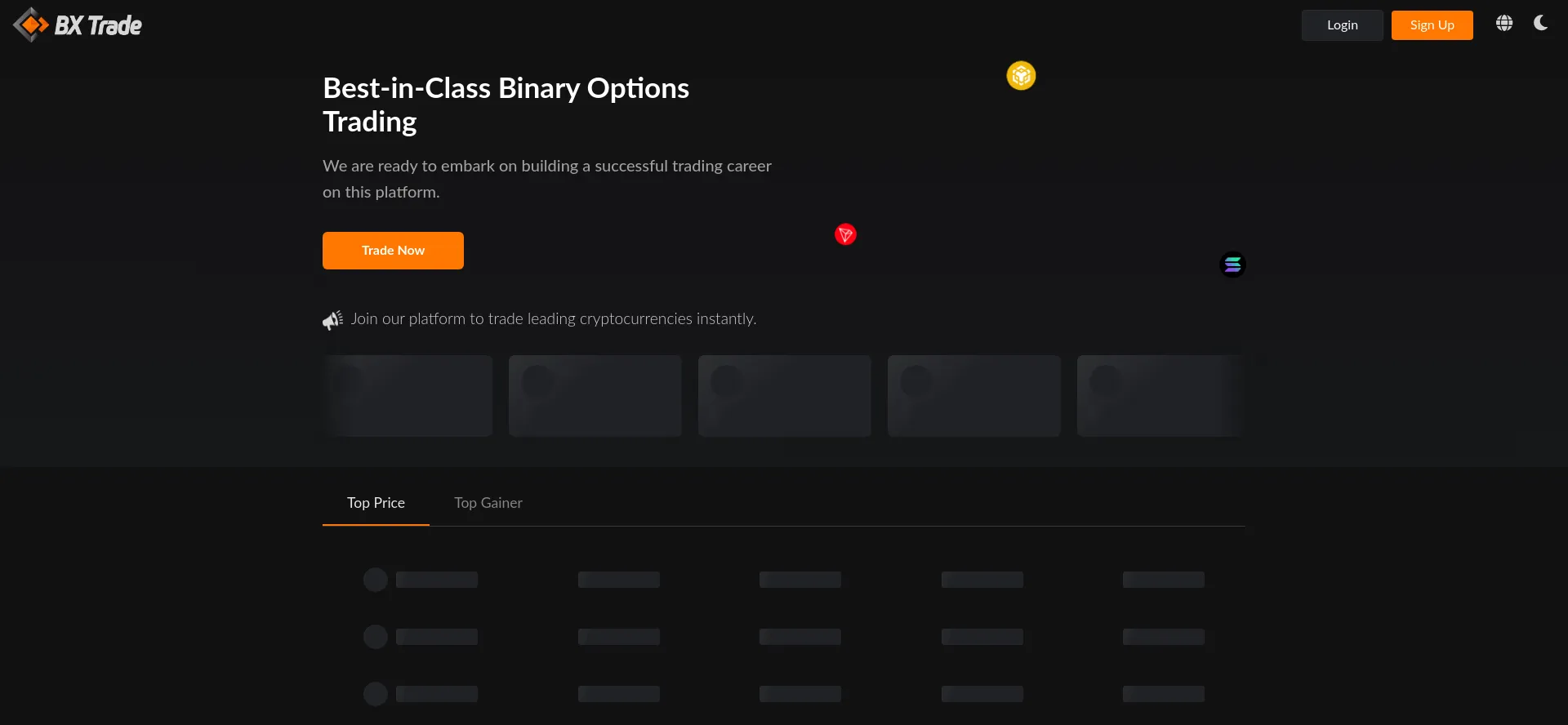 Website screenshot of Bxtrade.net