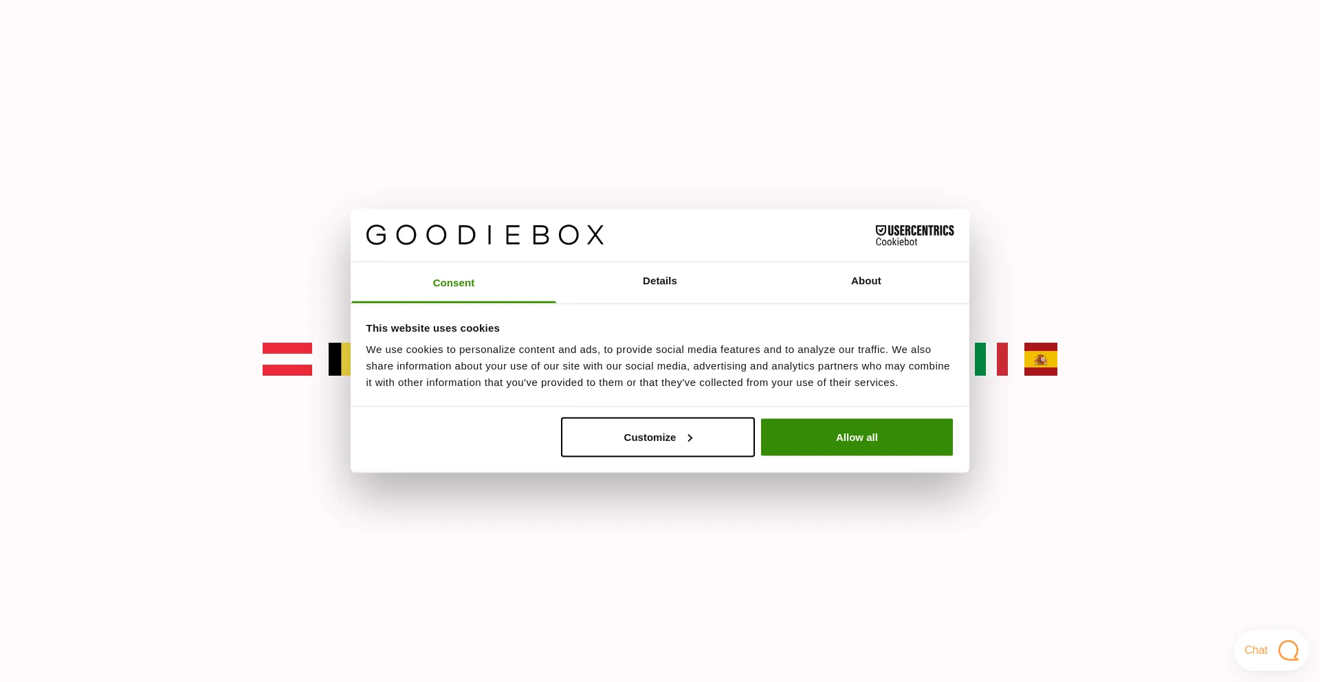 Website screenshot of Bygoodiebox.com