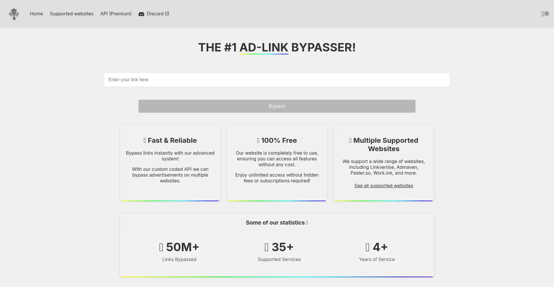 Website screenshot of Bypass.vip
