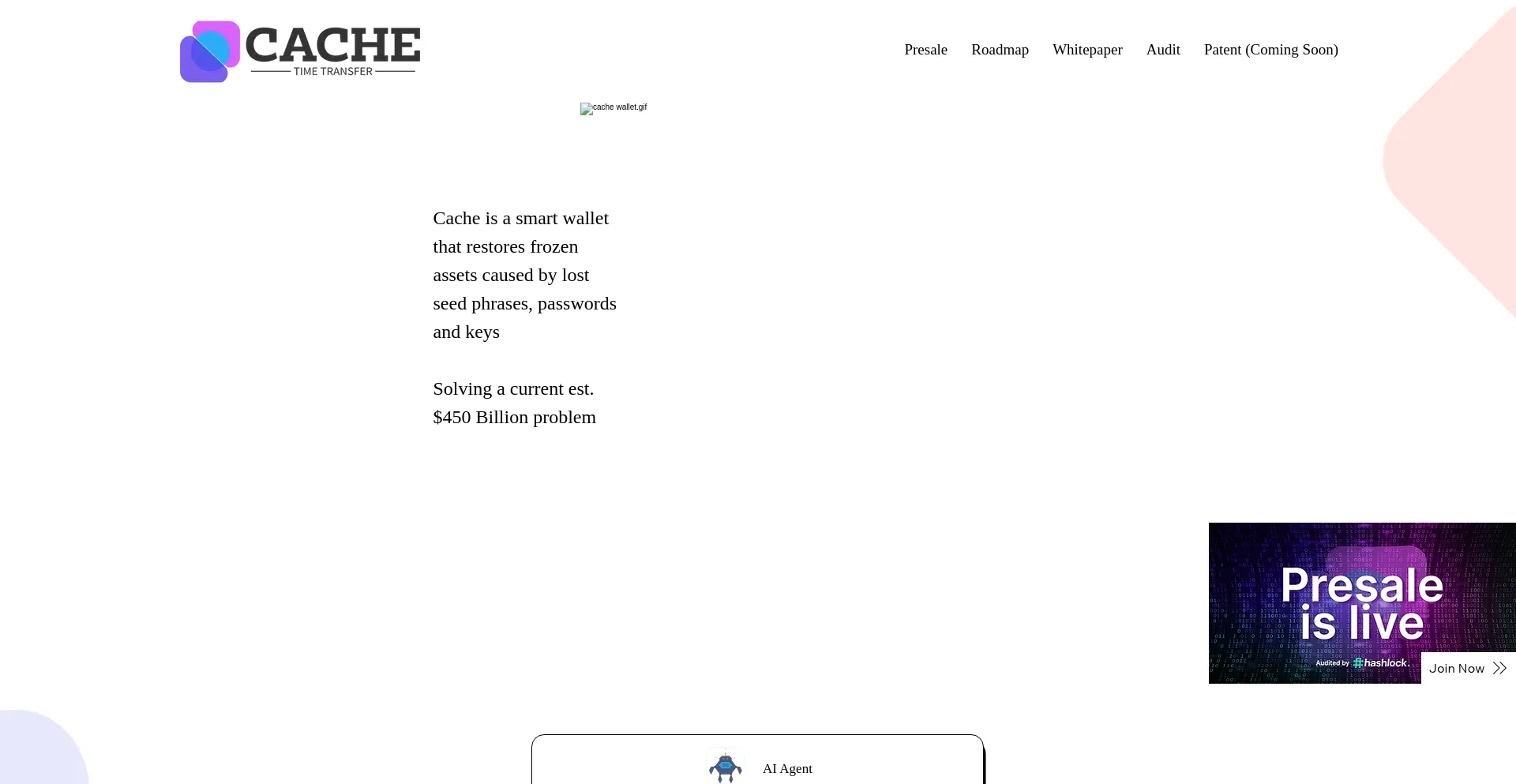 Website screenshot of Cachewallet.com