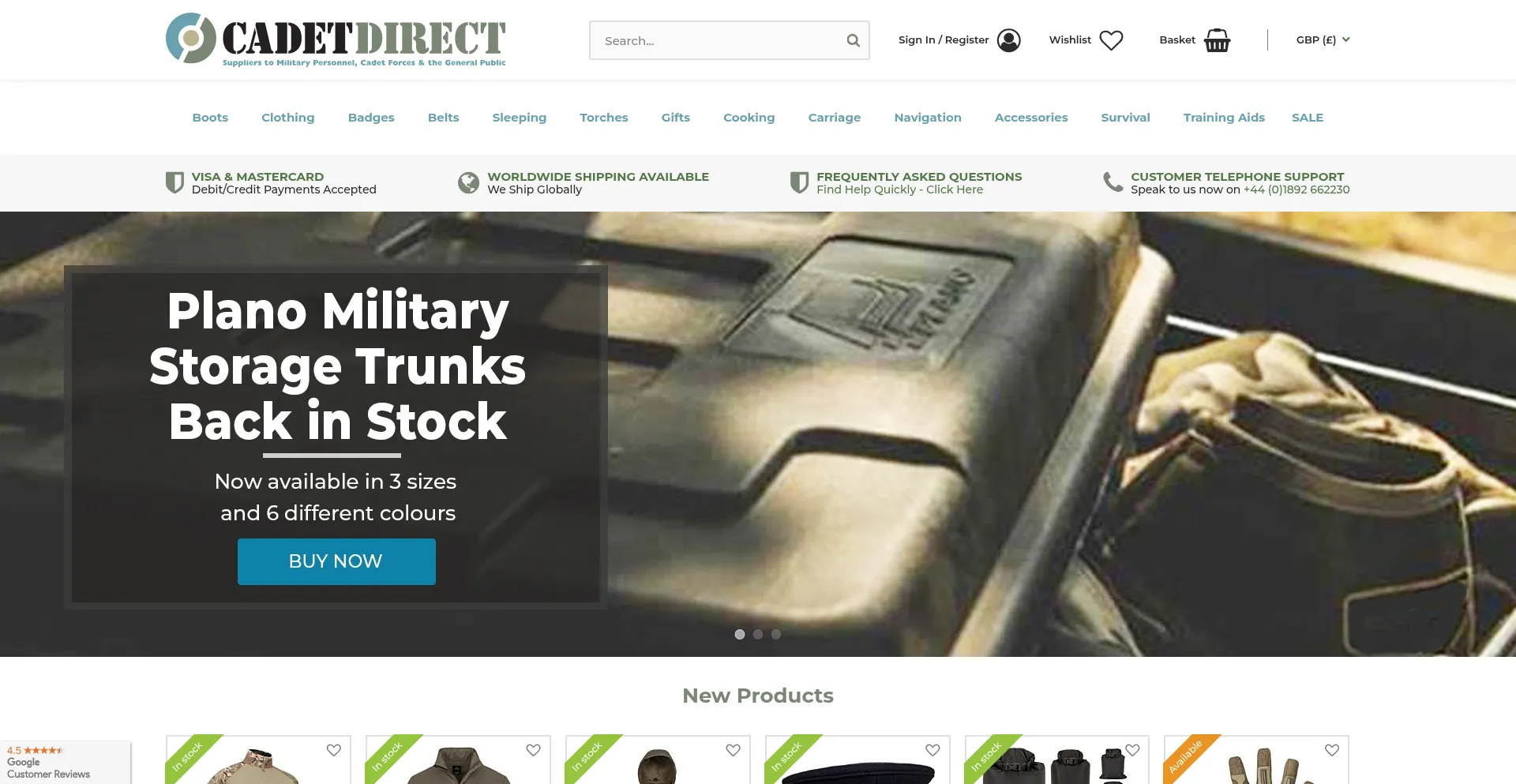 Website screenshot of Cadetdirect.com