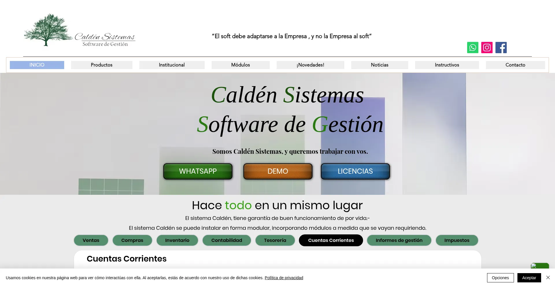 Website screenshot of Caldensistemas.com