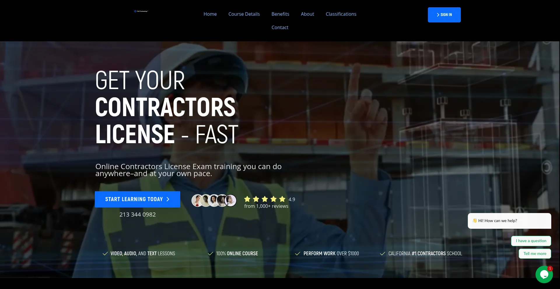 Website screenshot of Calicontracting101.com