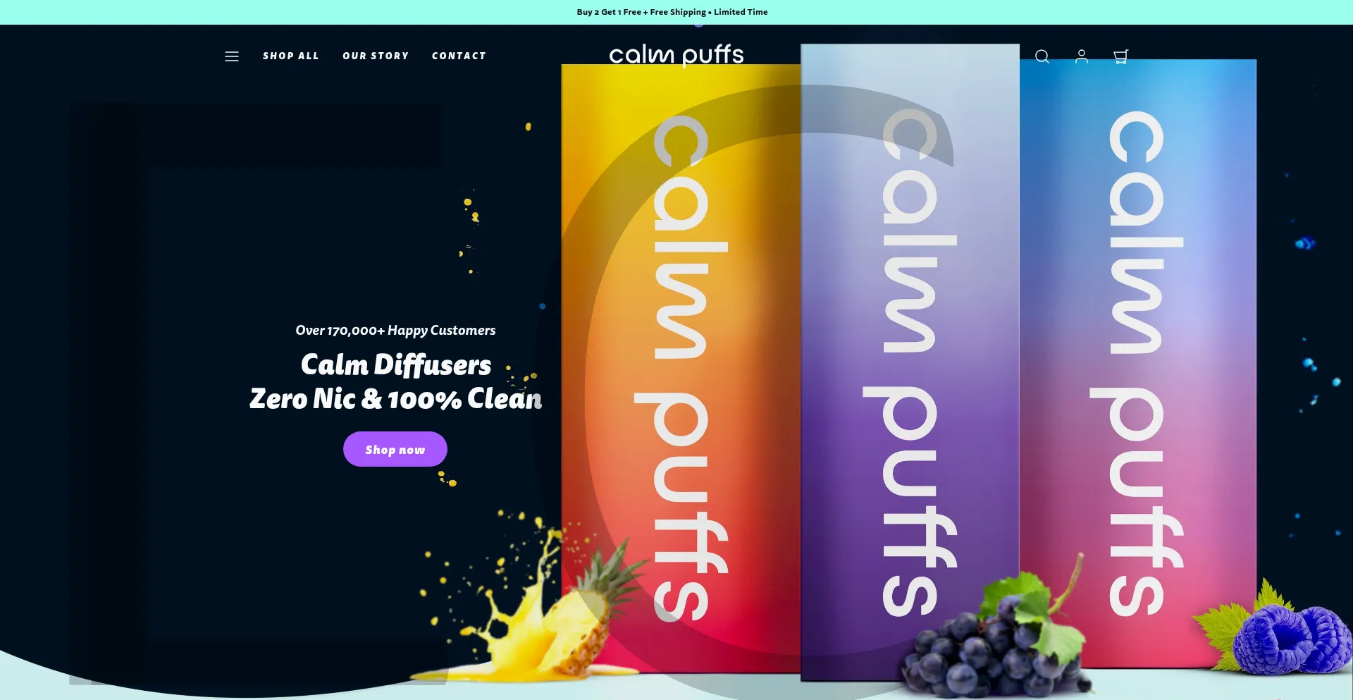 Website screenshot of Calmpuffs.com