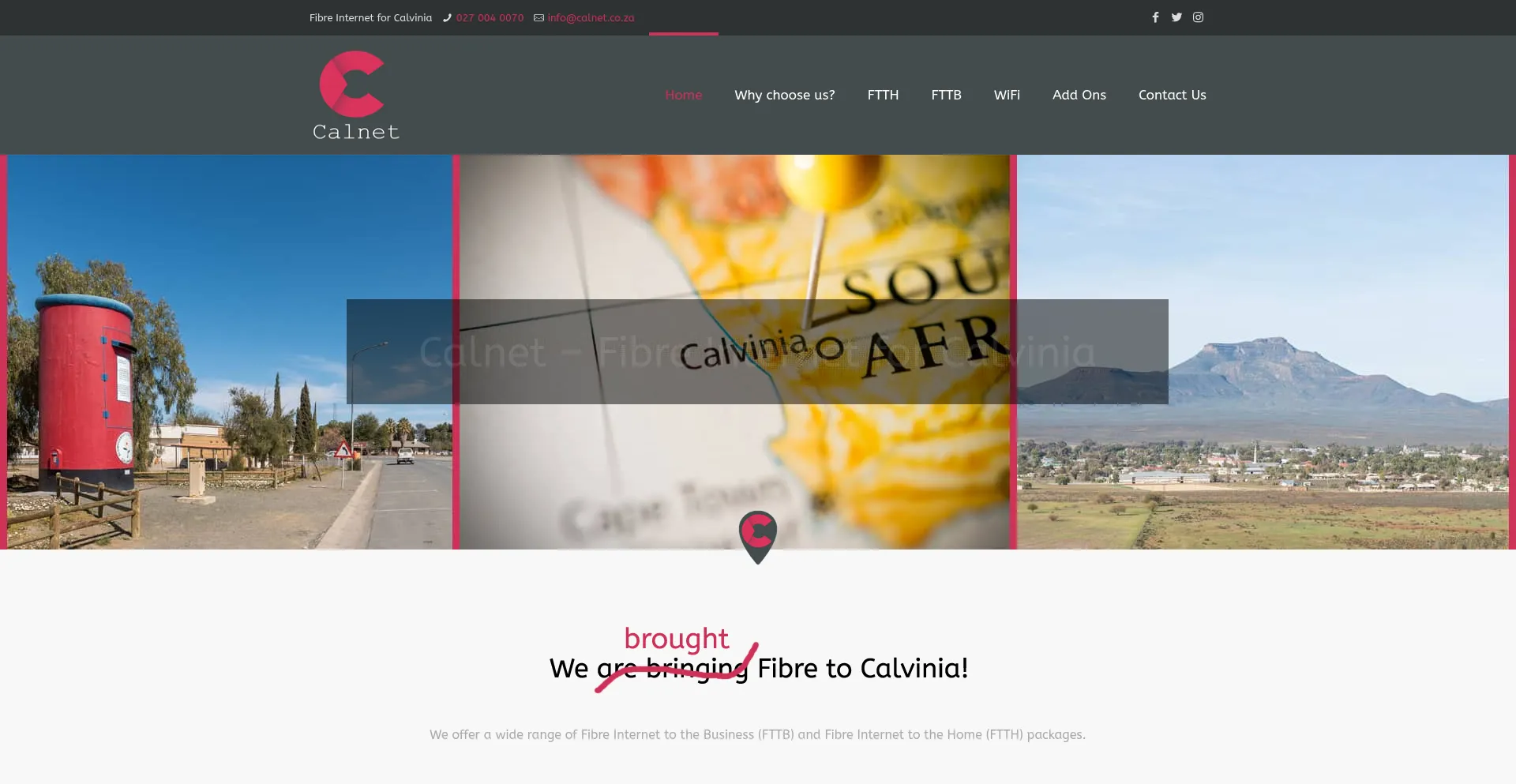 Website screenshot of Calnet.co.za