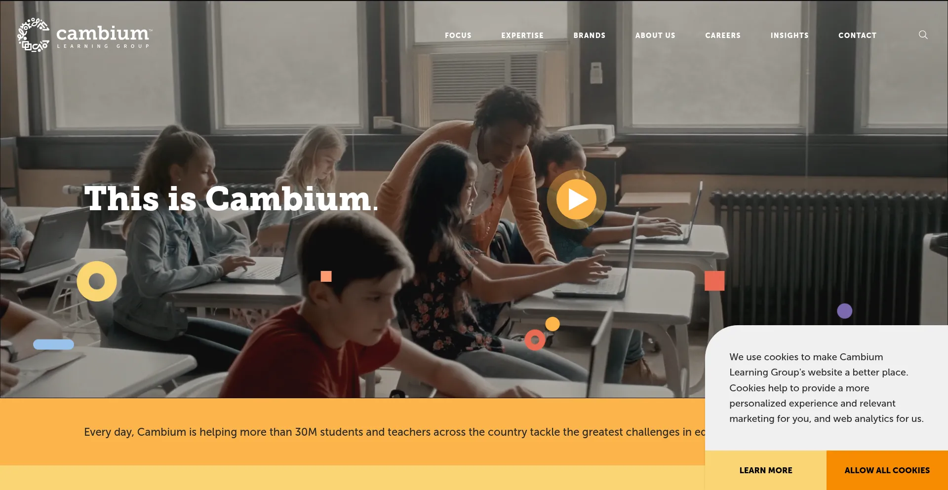 Website screenshot of Cambiumlearning.com
