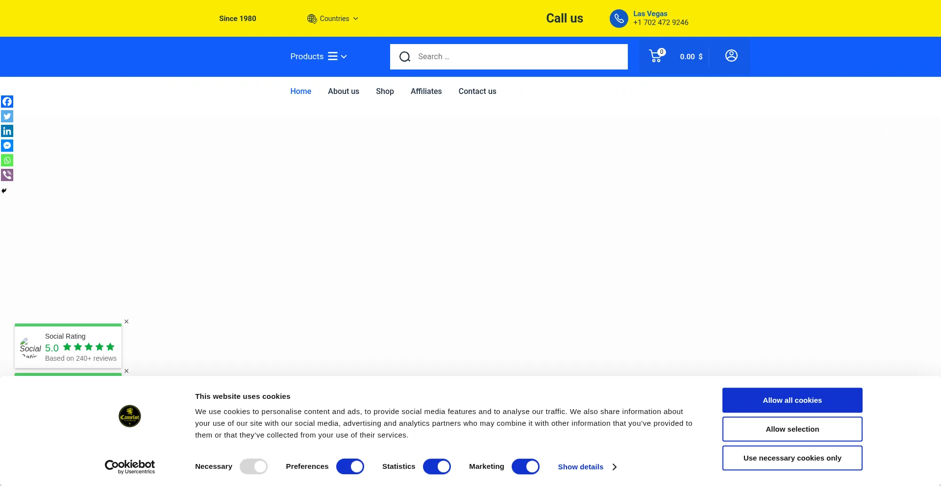 Website screenshot of Camelotwater.com