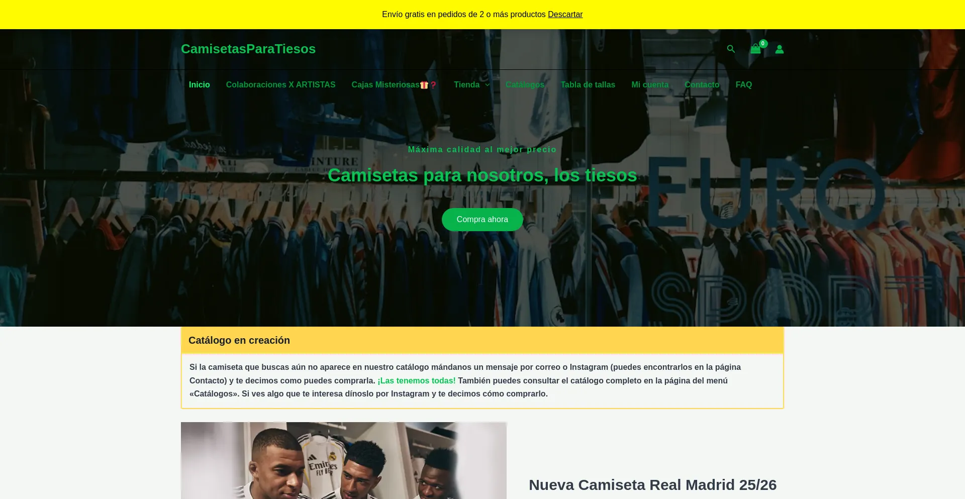 Website screenshot of Camisetasparatiesos.es