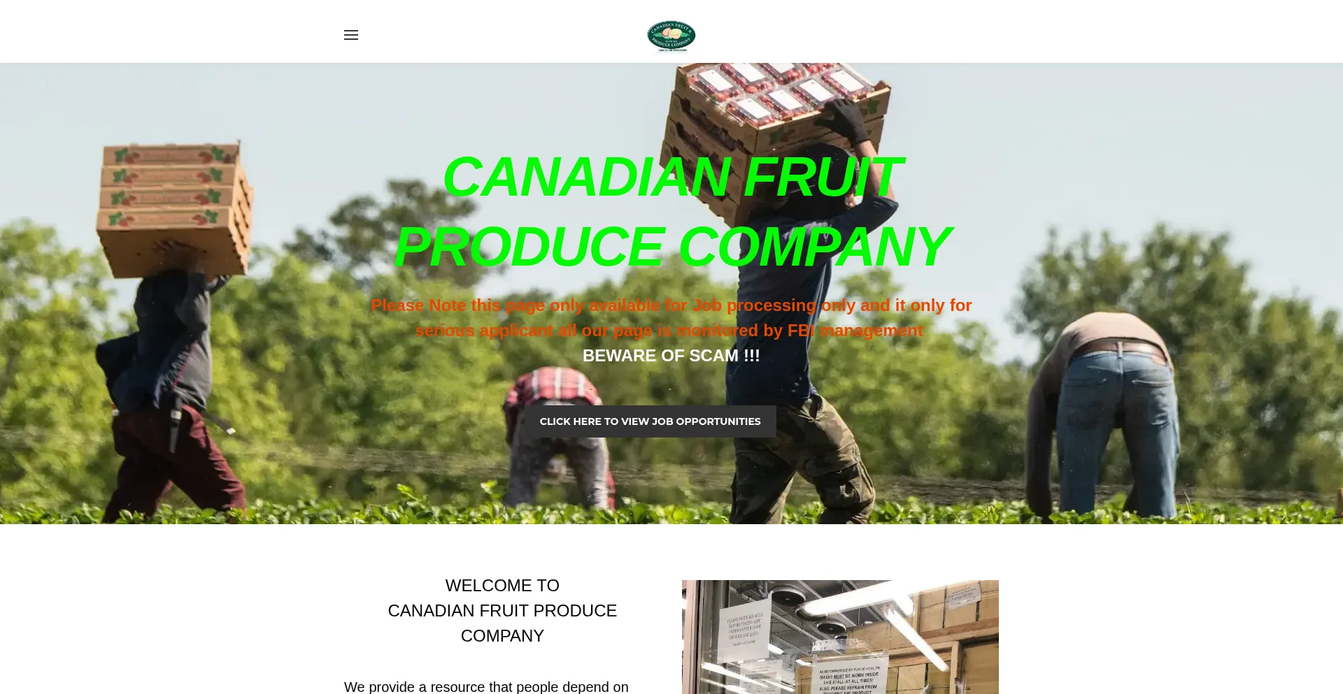 Website screenshot of Canadianfruitjobprocessingltd.weebly.com