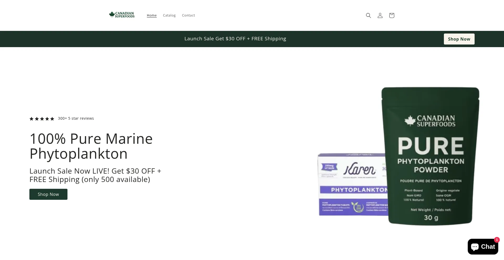 Website screenshot of Canadiansuperfoods.com