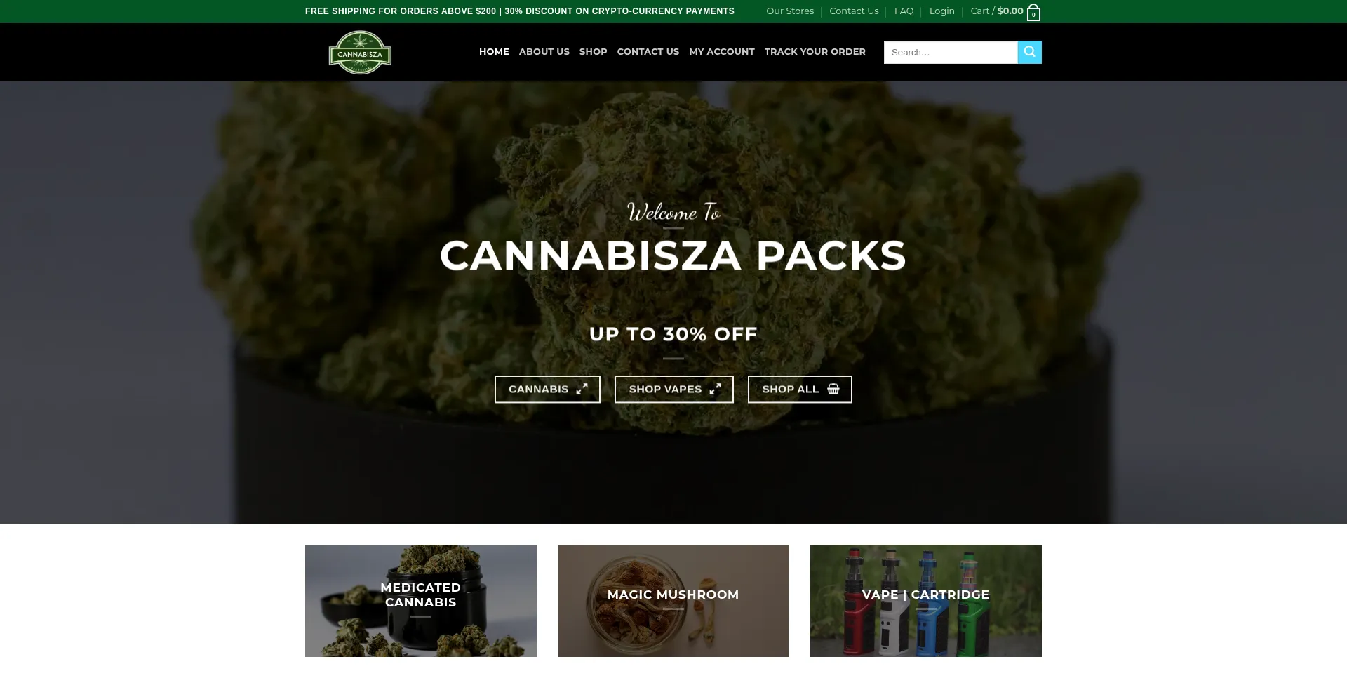 Website screenshot of Cannabisza.com