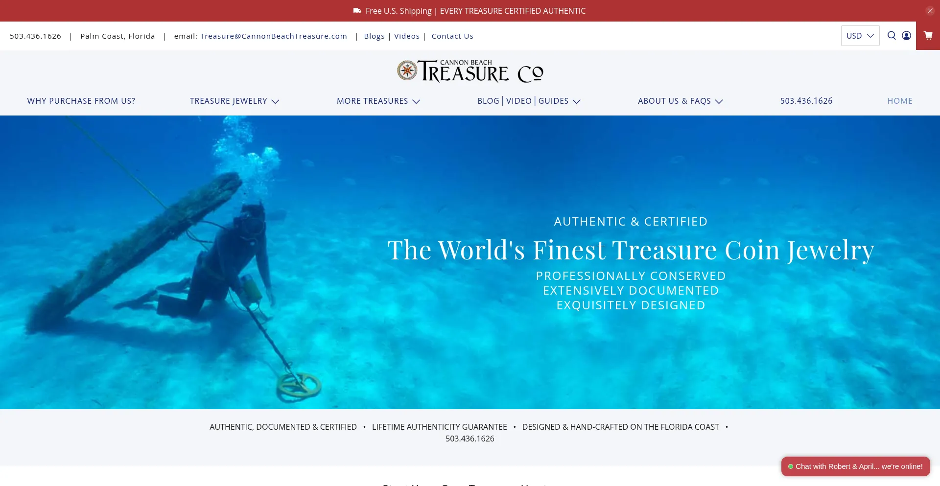 Website screenshot of Cannonbeachtreasure.com