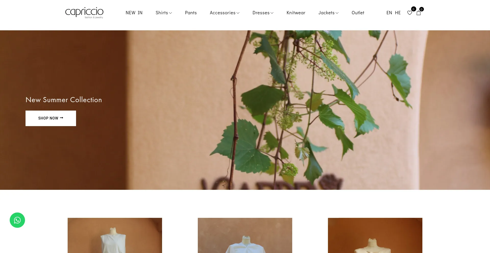 Website screenshot of Capriccio.co.il