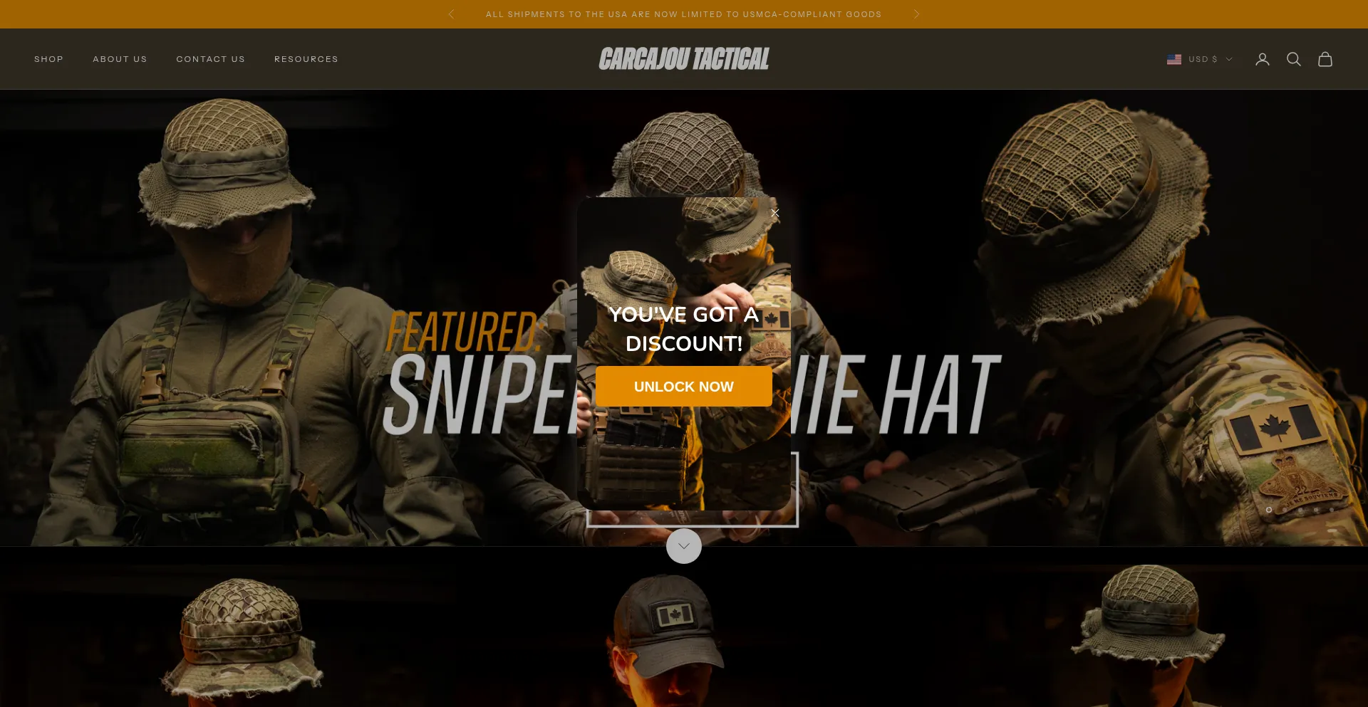 Website screenshot of Carcajoutactical.com