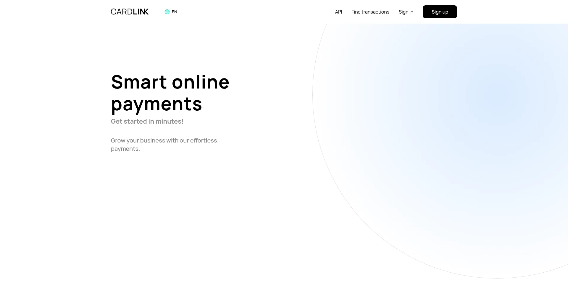Website screenshot of Cardlink.link