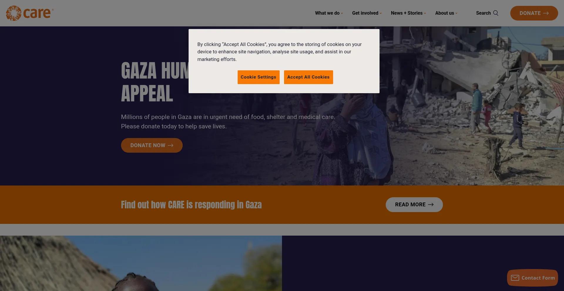 Website screenshot of Careinternational.org.uk