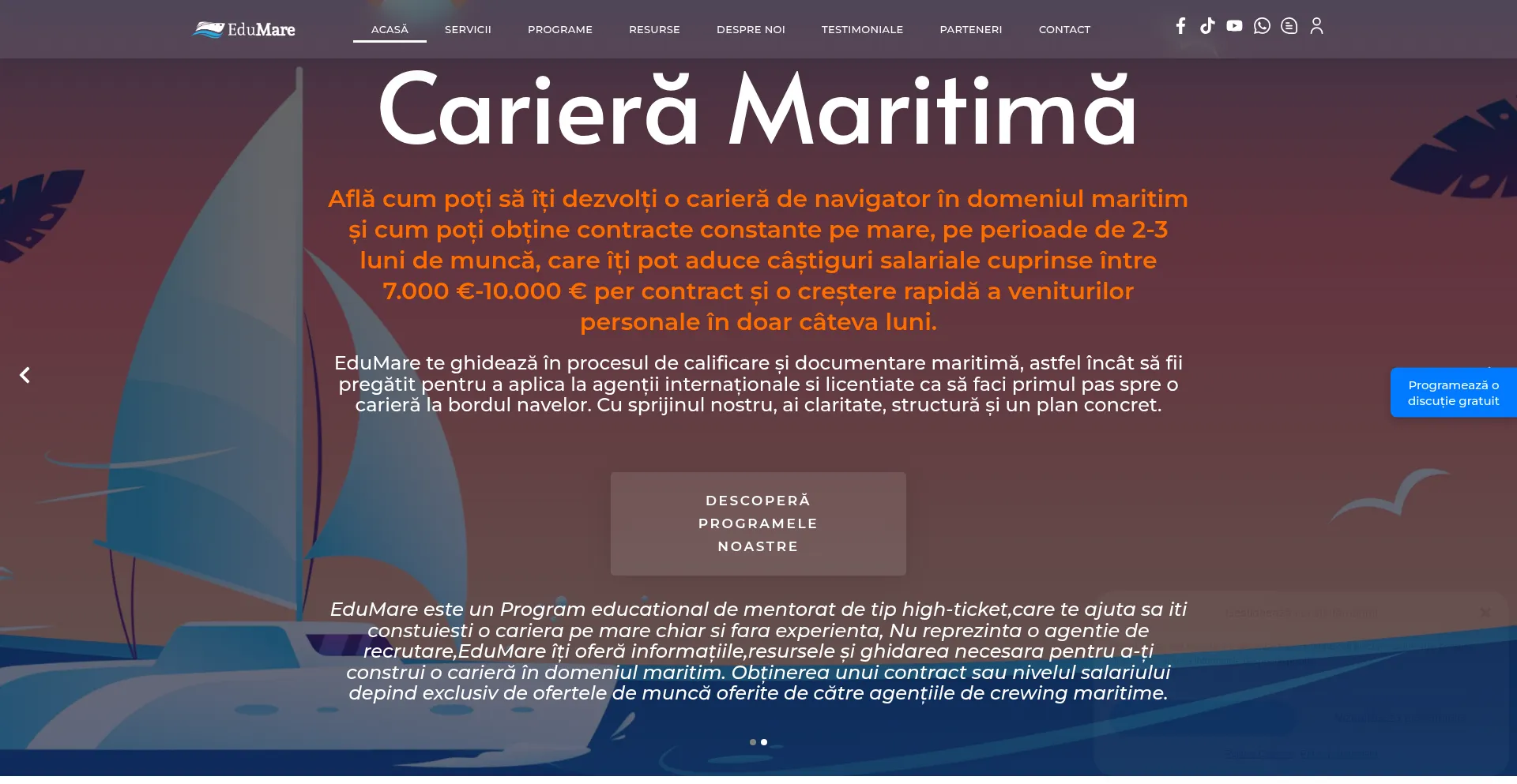 Website screenshot of Carieramaritima.ro