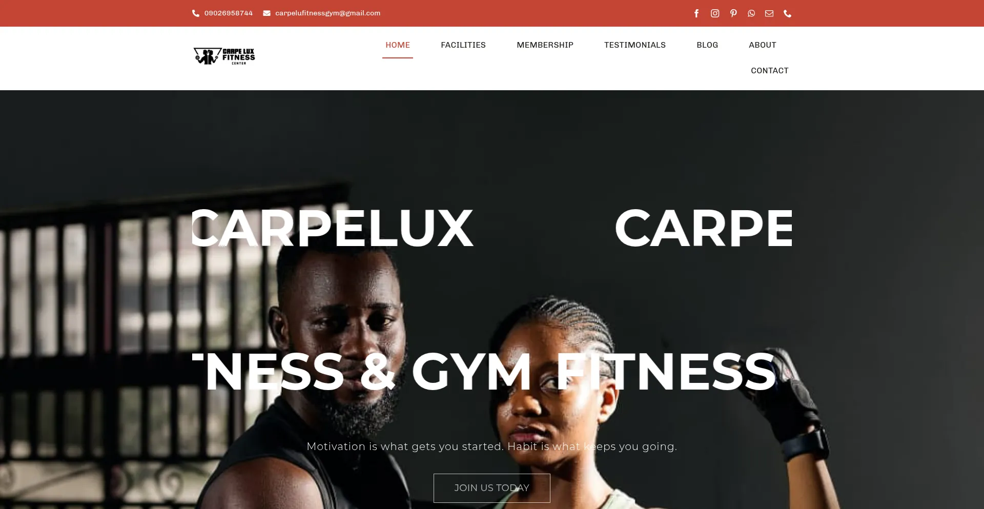 Website screenshot of Carpeluxfitness.com