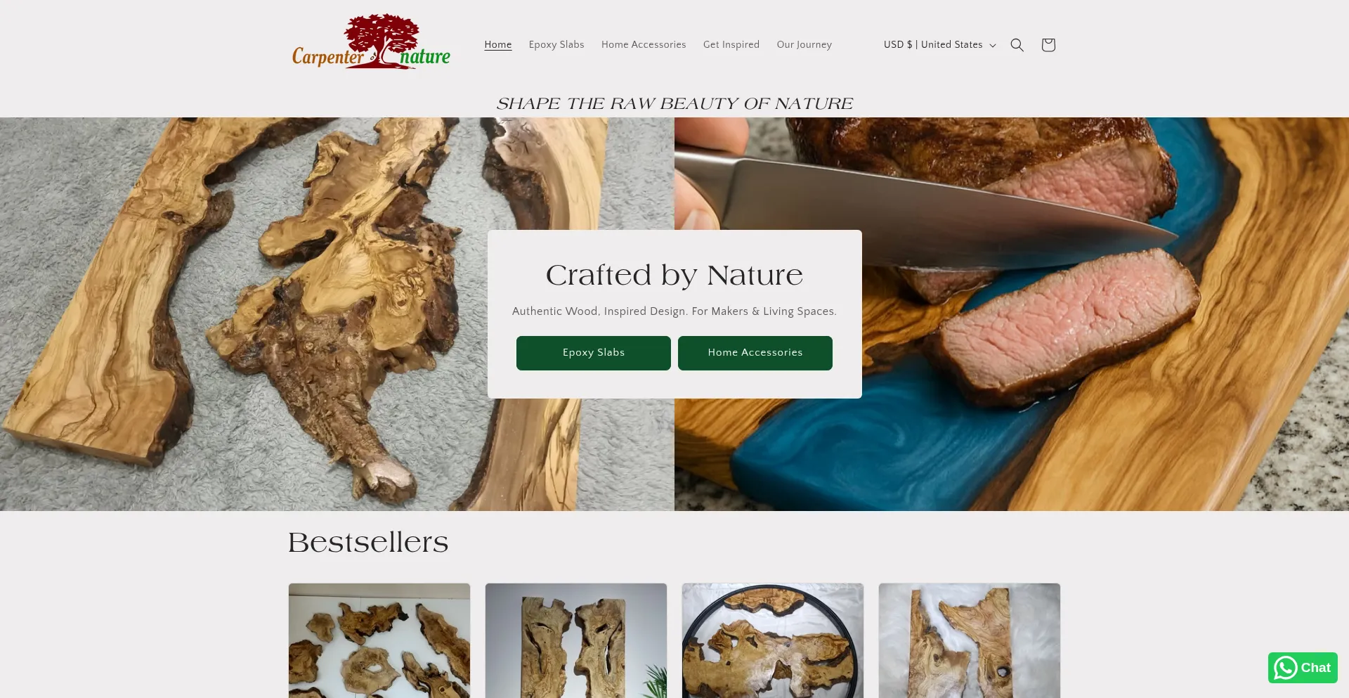Website screenshot of Carpenterofnature.com