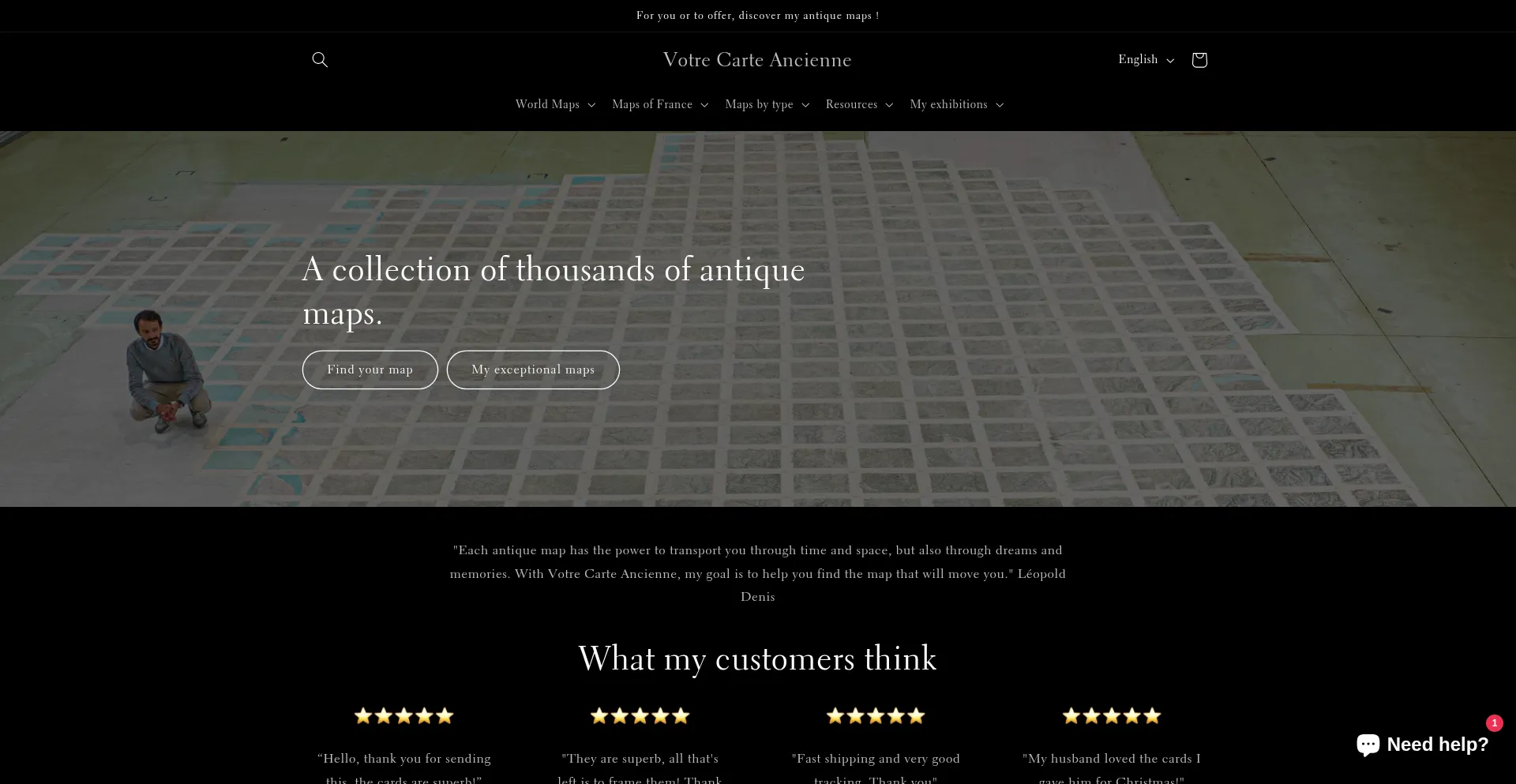 Website screenshot of Carteancienne.com