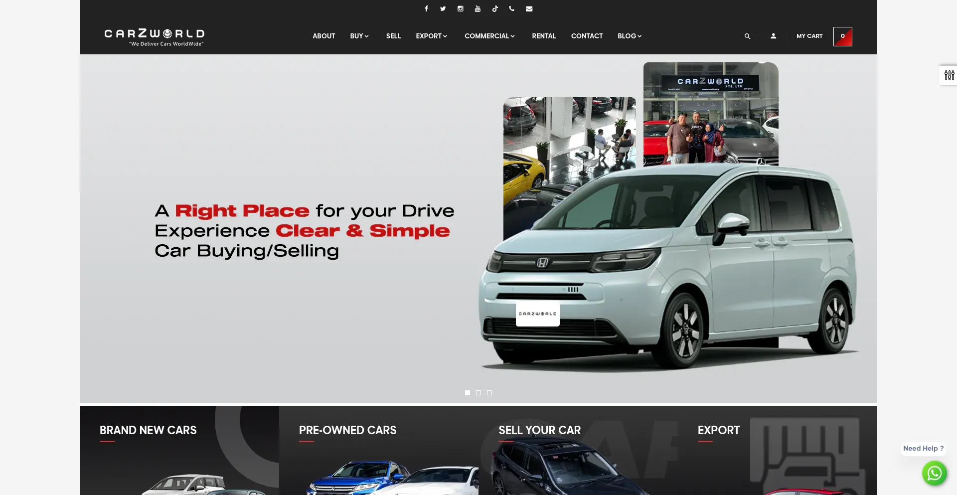 Website screenshot of Carzworld.com.sg