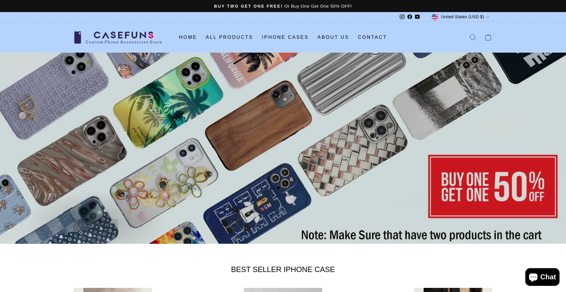 Website screenshot of Casefuns.com